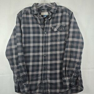 Columbia‎ Omni-Wick Men's M Dark Grey/Black Plaid Flannel Shirt Long Sleeve